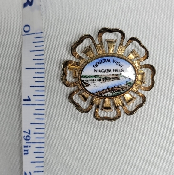 Vintage Niagara Falls brooch pin souvenir 1930/40 hand painted enamel - Picture 3 of 3